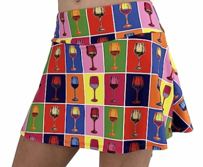 Colorful skirt with wine glass pattern