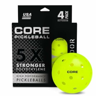 Core pickleball pack with four outdoor balls.