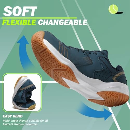 Flexible sports shoe with easy bend feature.