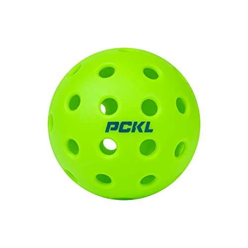 Bright green pickleball with holes and PCKL logo