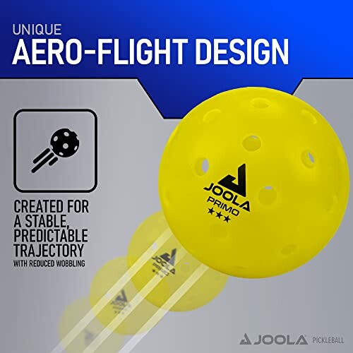 Yellow Joola pickleball with aero-flight design.