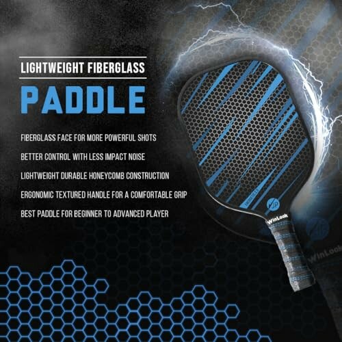 Lightweight fiberglass paddle with ergonomic handle and honeycomb construction.