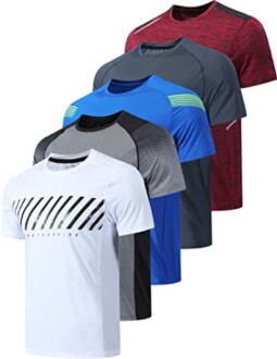 5 Pack Men’s Active Quick Dry Crew Neck T-Shirts