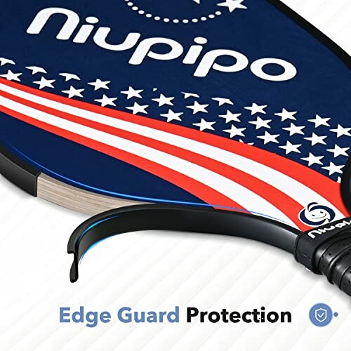 Niupipo pickleball paddle with edge guard protection and American flag design.