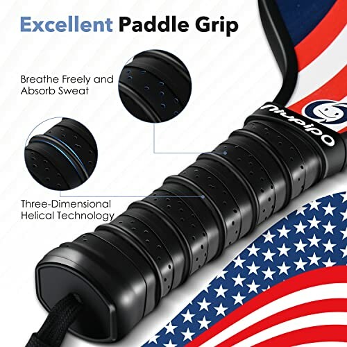 Paddle grip with breathable, sweat-absorbing technology and helical design.