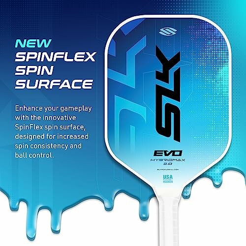 Pickleball paddle with SpinFlex spin surface for enhanced gameplay.