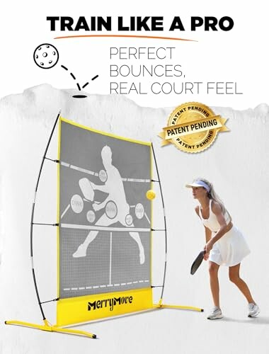 Pickleball training net with player practicing.