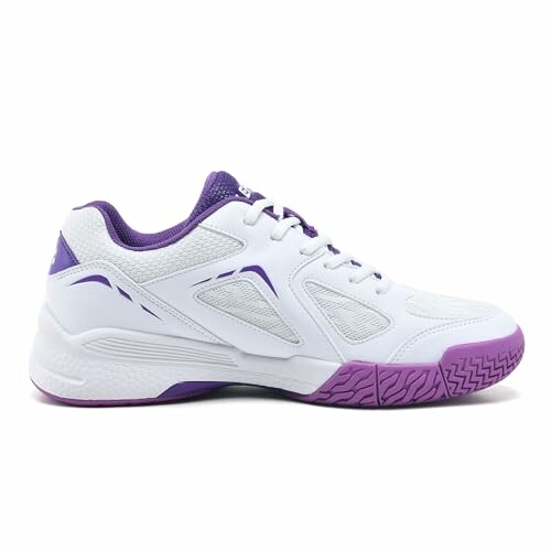 White and purple athletic sneaker