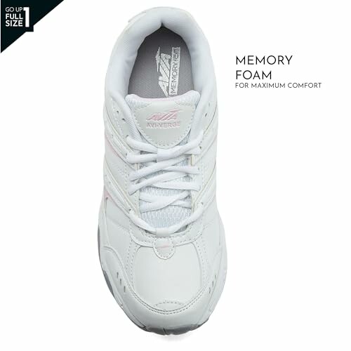 White sneaker with memory foam for comfort