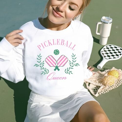 Olive Loves Apple Pickleball Queen Sweatshirt