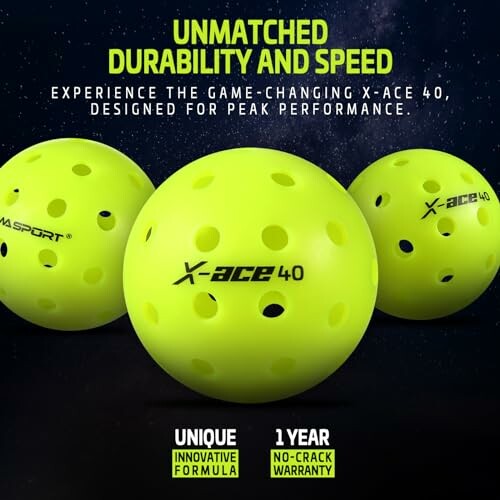 X-Ace 40 pickleball with unmatched durability and speed.